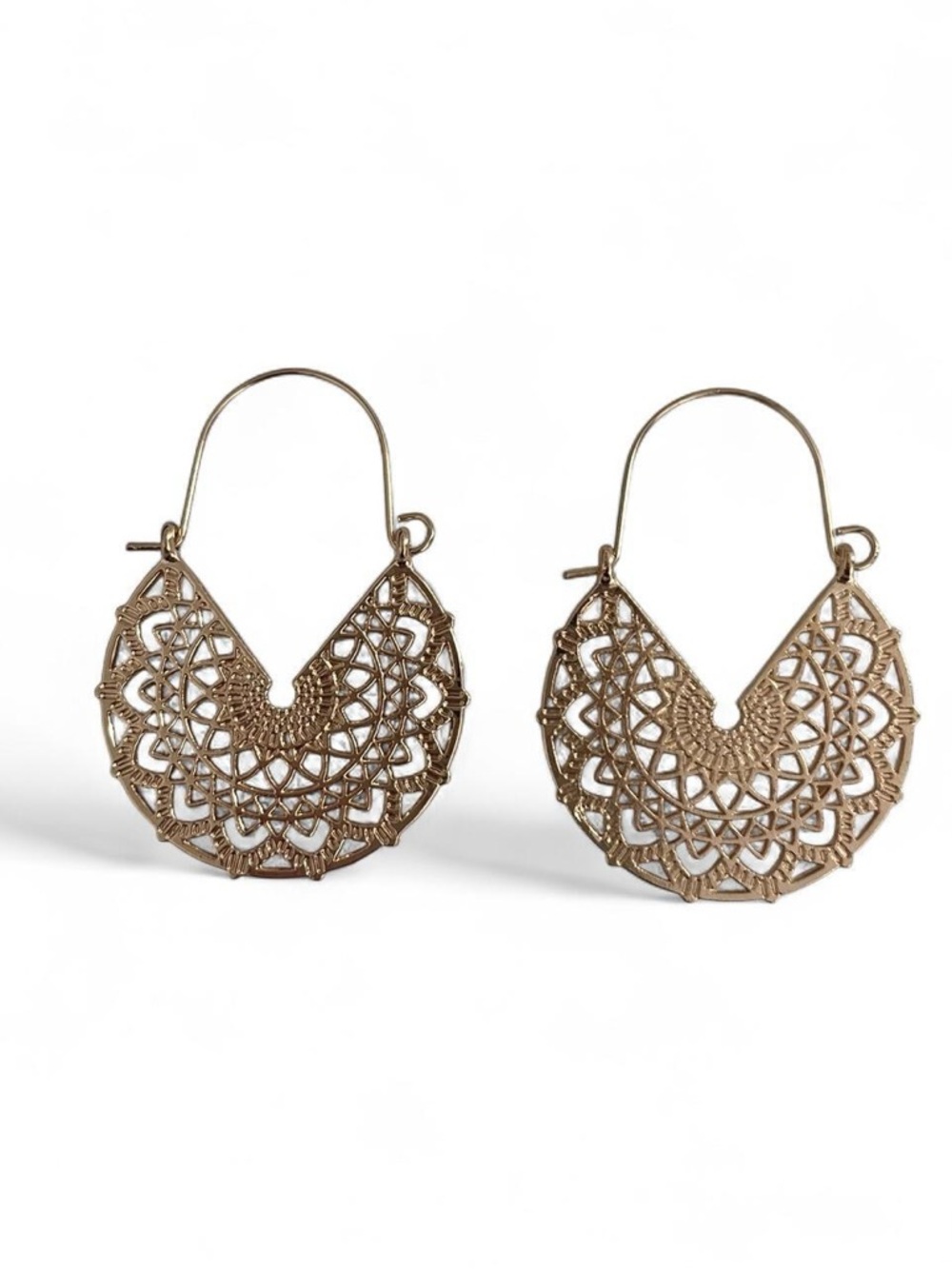 Gold Tone Filigree Hoop Earrings - Women Jewelry -Brand new!